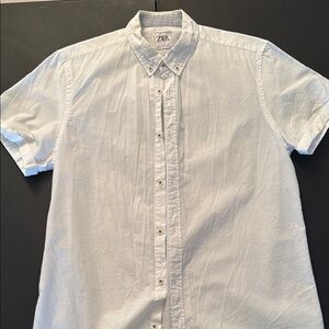 Zara Men's Crisp White Button Down Shirt Medium